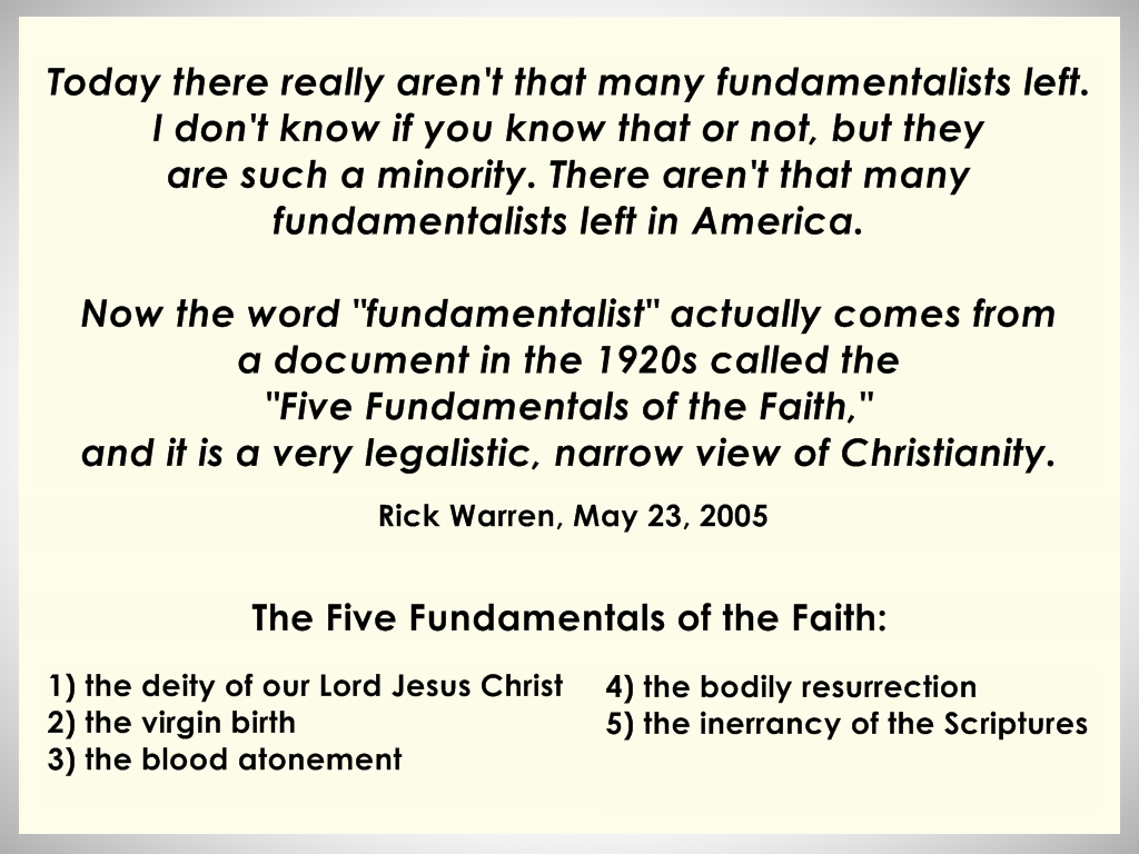 Five Fundamentals of the Faith